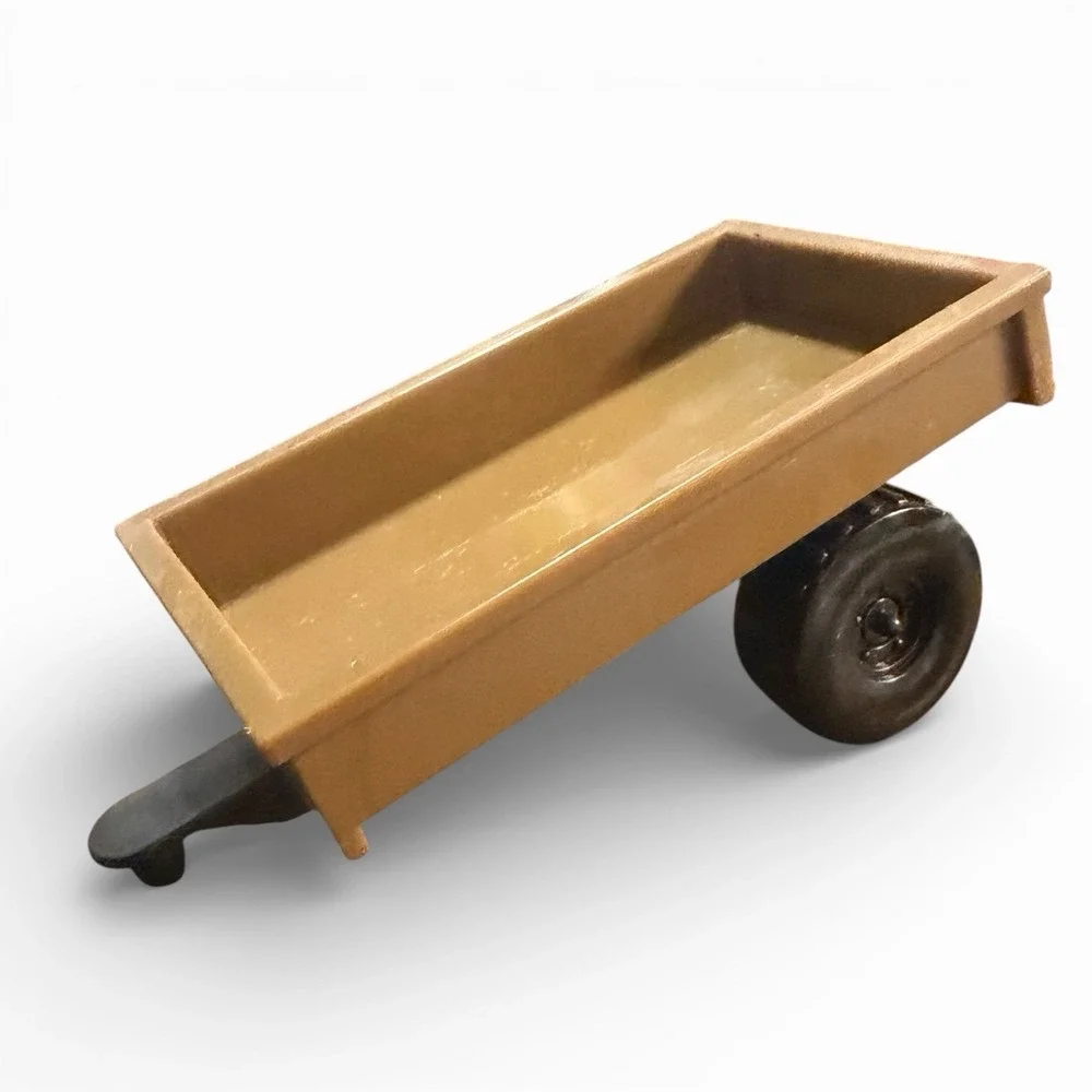Vintage Brown Plastic Toy Trailer with Black Wheels‎